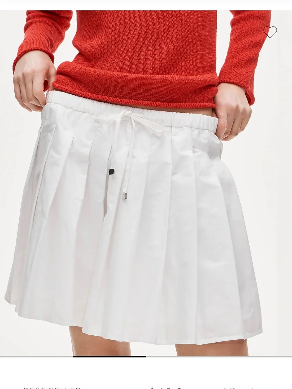 JCrew White Drawstring Pleated Mini Skirt in Cotton Poplin